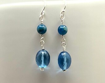 Sterling silver London blue quartz gemstone earring