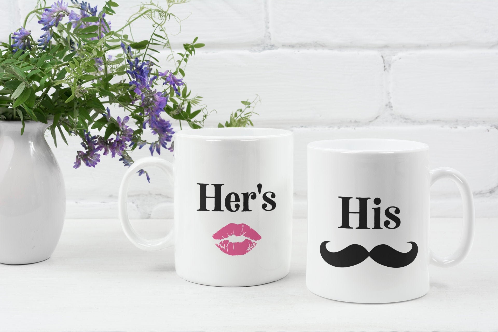 His and Her's Matching Coffee Mug Set Hubby and Wifey Etsy