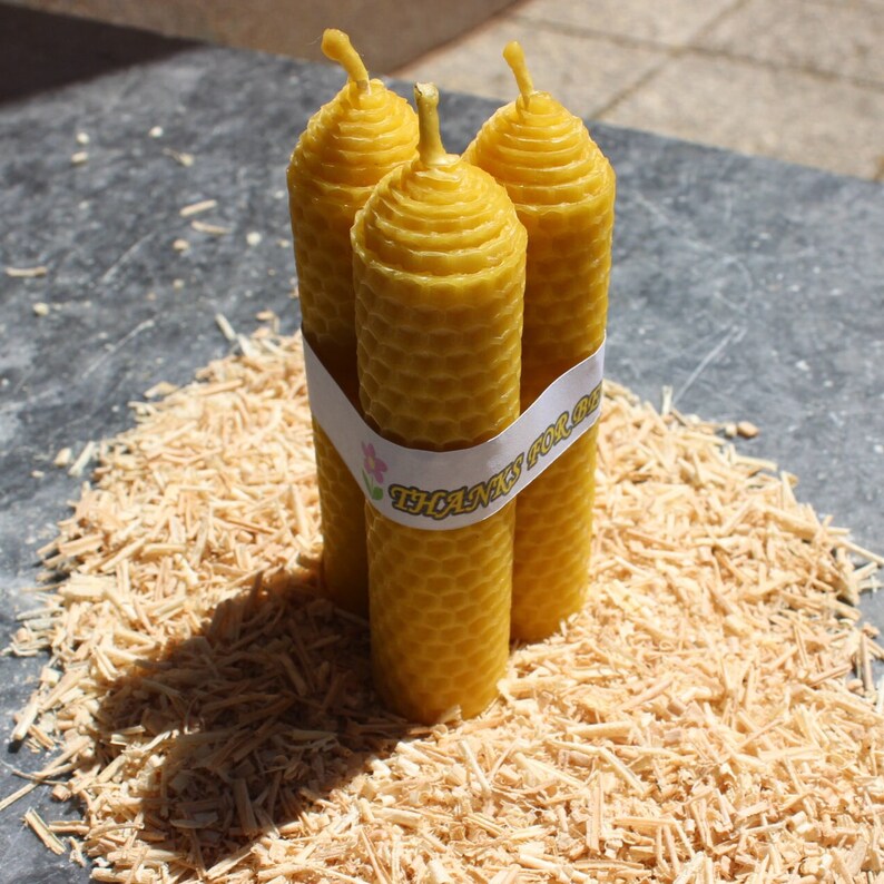 Big Beeswax Candles Handmade With a Message Thanks for Beeing Etsy