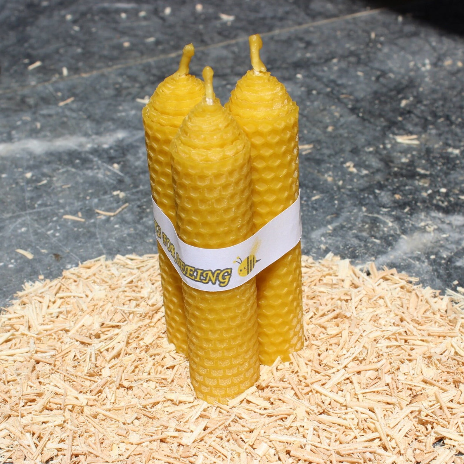 Big Beeswax Candles Handmade With a Message Thanks for Beeing Etsy