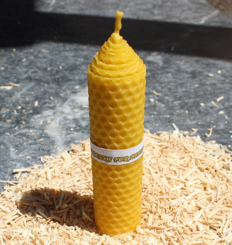 Big Beeswax Candles Handmade With a Message Thanks for Beeing Etsy