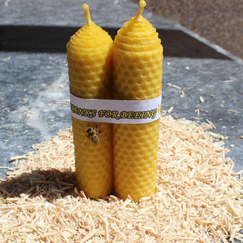 Big Beeswax Candles Handmade With a Message Thanks for Beeing Etsy