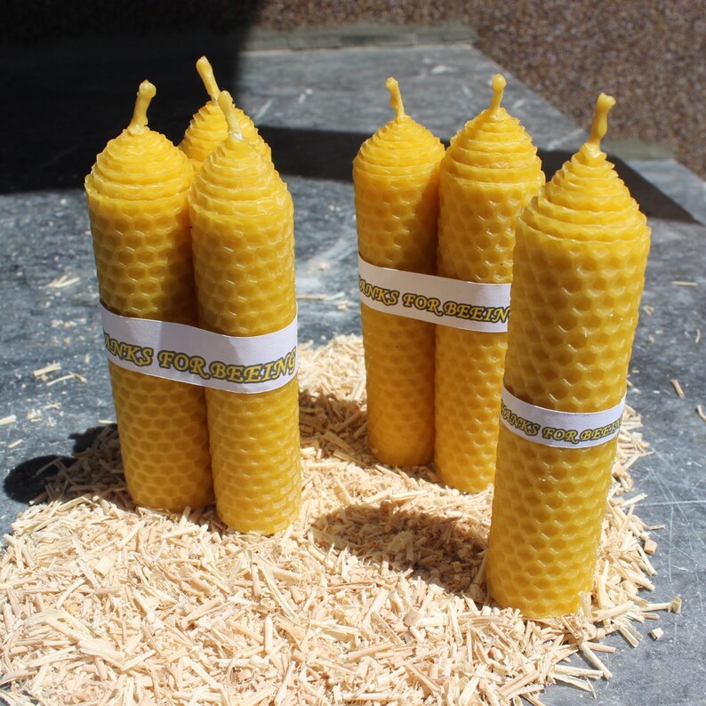 Big Beeswax Candles Handmade With a Message Thanks for Beeing Etsy