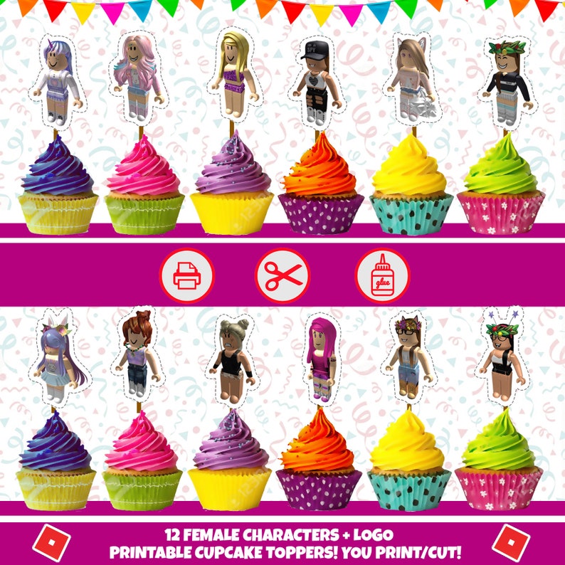 Roblox Birthday Roblox Girl Printable Cake Topper Roblox Cake Topper Gamer Cake Topper Roblox Girl Cake Topper Roblox Cupcake Toppers Paper Party Supplies Party Decor Kromasol Com - roblox cupcake topper free printable roblox girl cake topper