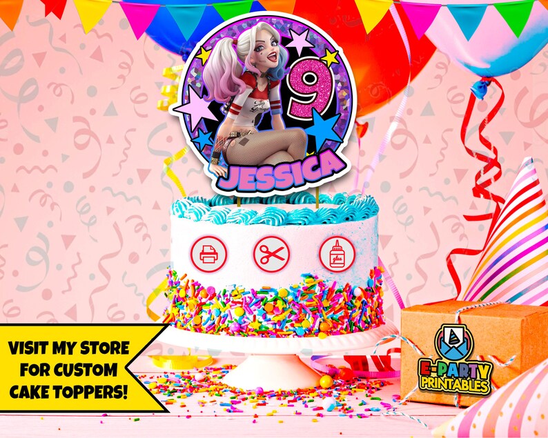 harley quinn birthday harley quinn cake topper harley quinn printable cake topper joker birthday batman cake topper batman birthday centerpieces party decor lifepharmafze com