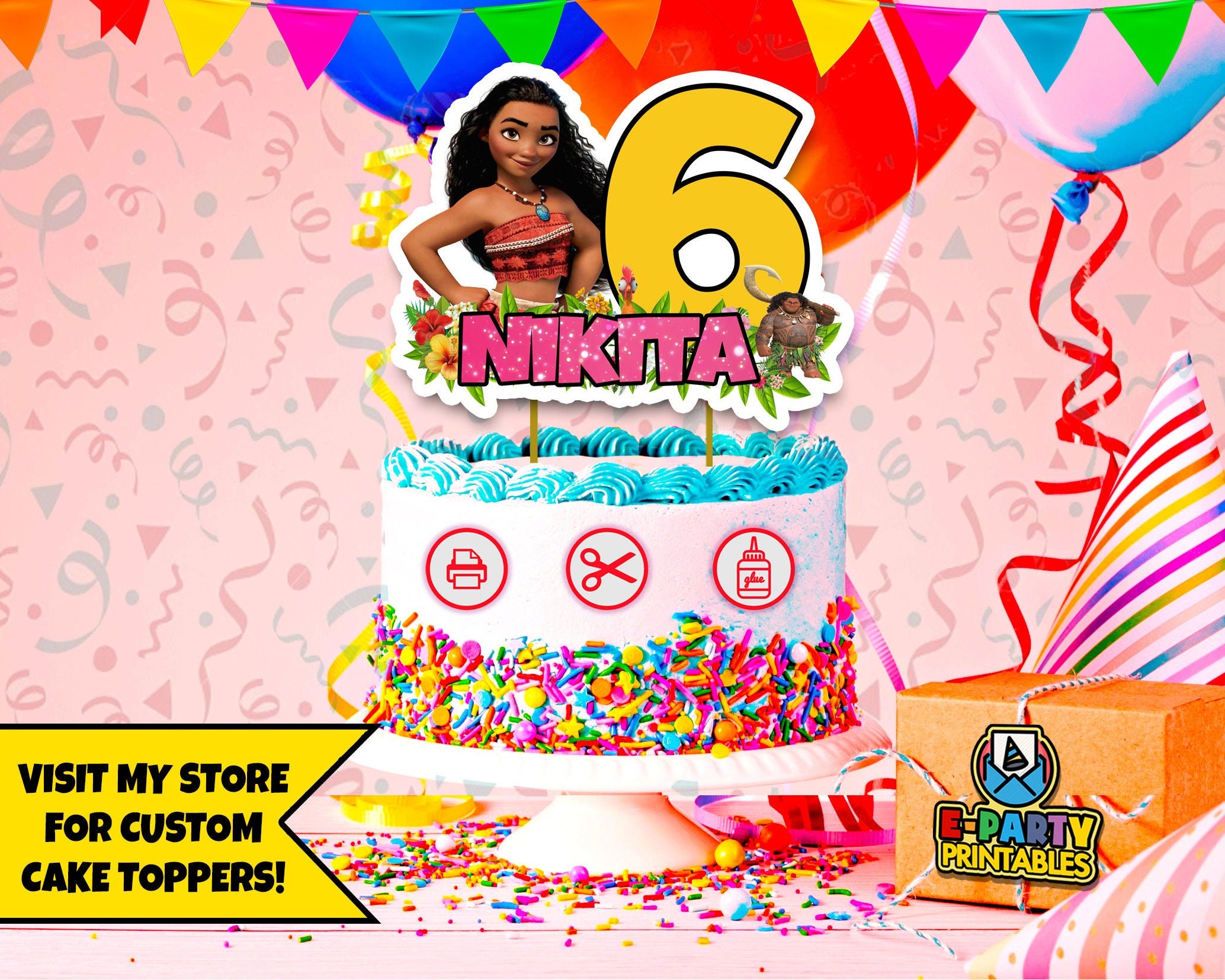 Moana Cake Topper Moana Birthday Moana Party Moana Printable Cake Topper Moana Cupcake Toppers Disney Cake Topper Moana Birthday Cake