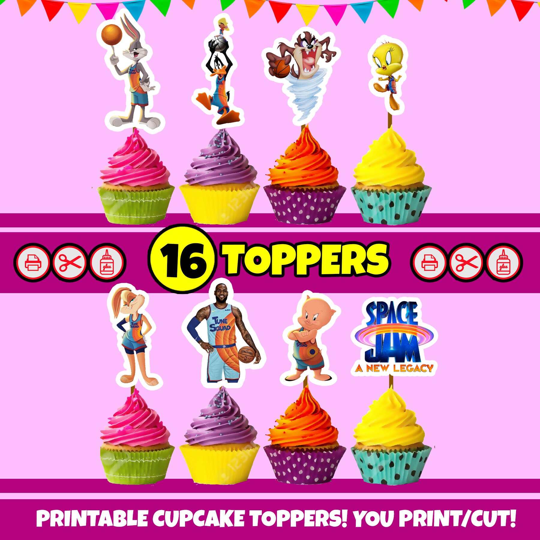 Space Jam cake topper Space Jam Cupcake Toppers Space Jam 2 Etsy