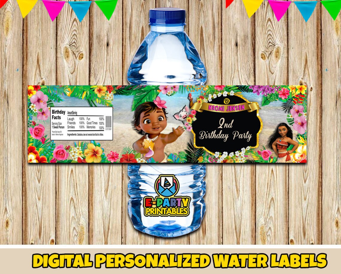 Baby Moana Water Bottle Labels Printable Baby Moana water | Etsy