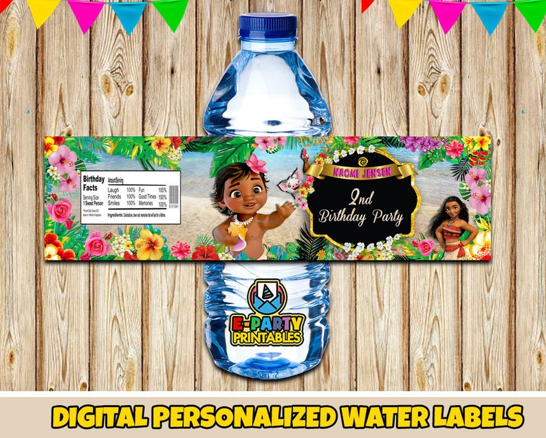 Baby Moana Water Bottle Labels Printable Baby Moana water | Etsy