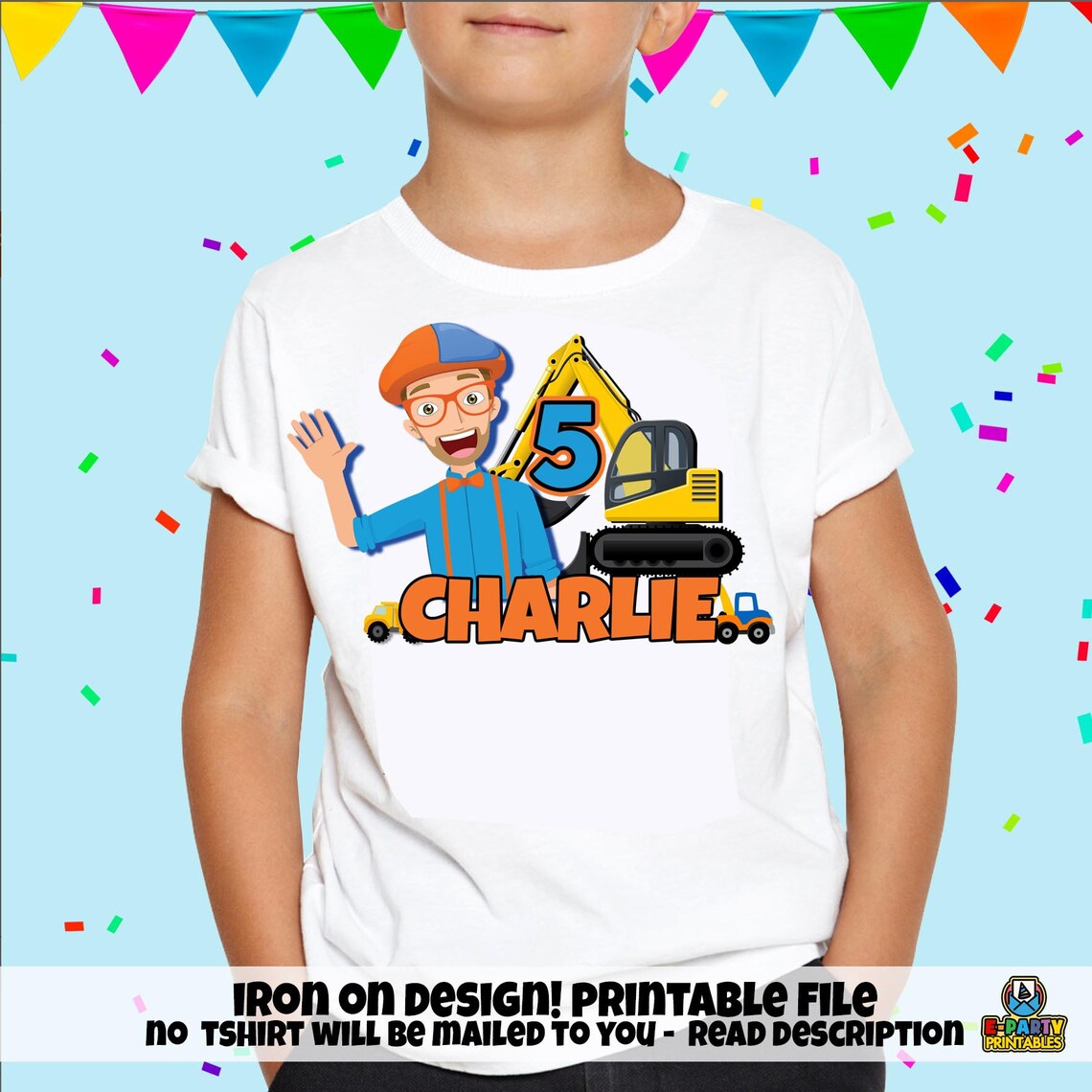 Blippi Iron on Tshirt Blippi Birthday Tshirt Personalized Etsy