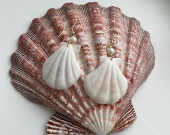 Seashell Earrings - Shell Dangle Earrings - Natural Shell Earrings - Mermaid Earrings -  Beach Earrings - Wedding Earrings