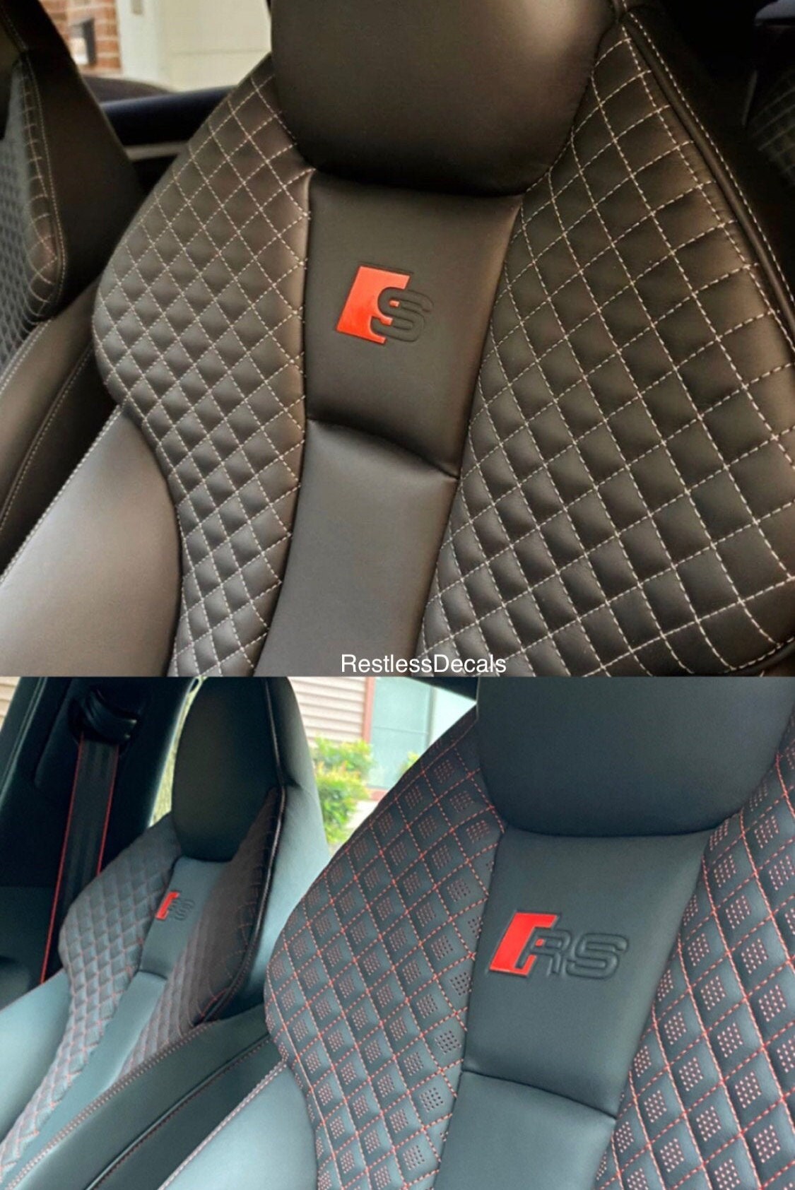 5x Audi S3 Sticker logo for leather seats and other flat and smooth surfaces 