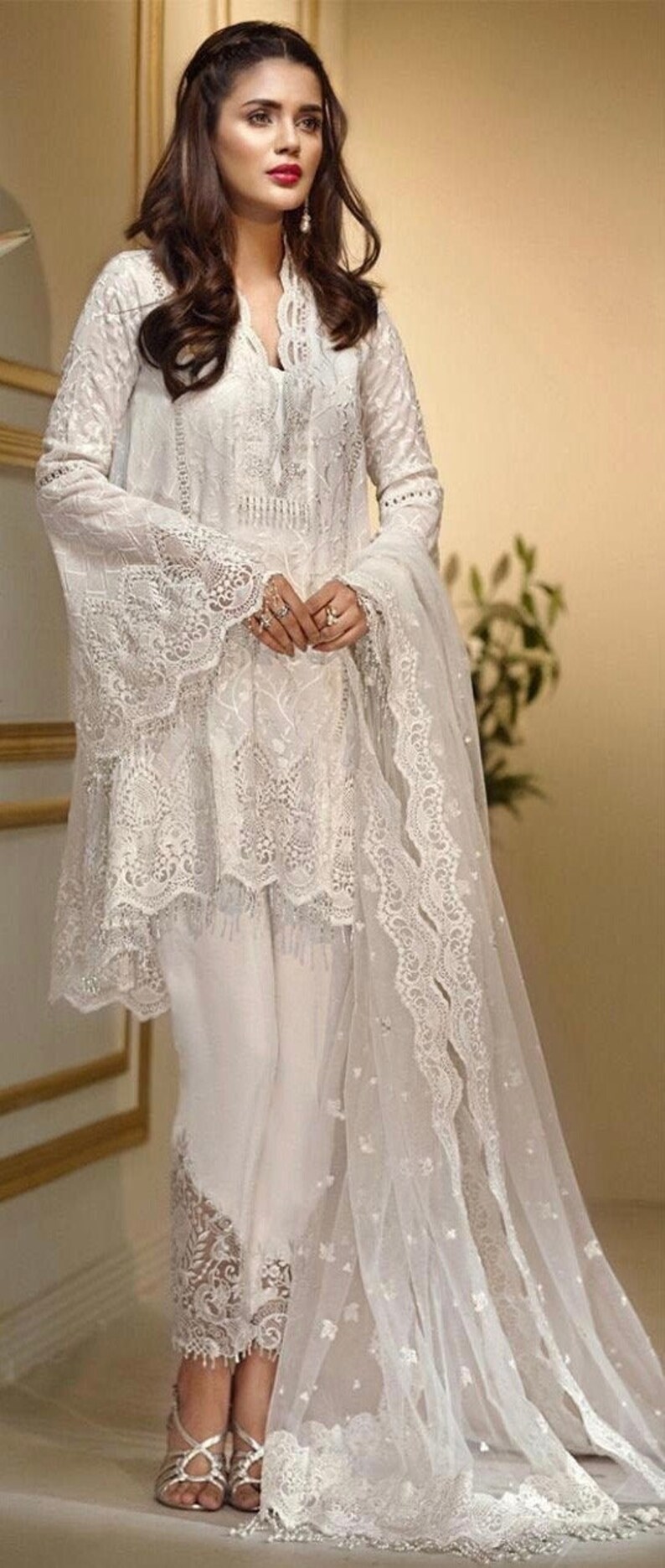 white indian bridal outfits
