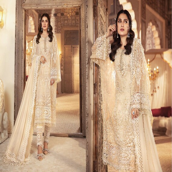 Pakistani Wedding Dresses, Indian dress, White Chiffon Collection 2020  Latest Style Salwar Kameez Made to Order