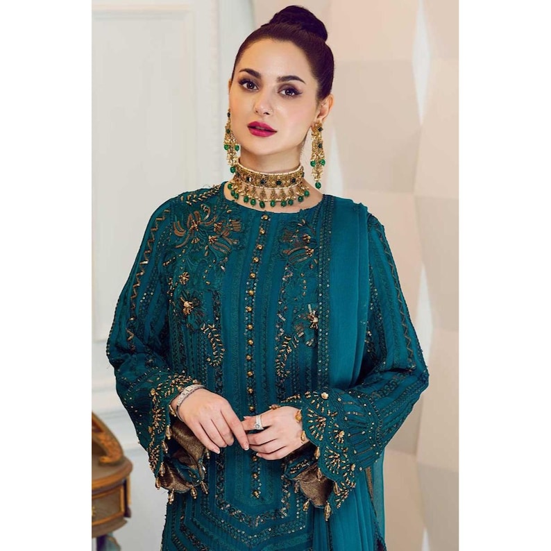 Made to Order Pakistani Wedding Dresses Indian Dress Green Chiffon Suit Latest Party Wear Clothes Shalwar Kameez Collection USA UK