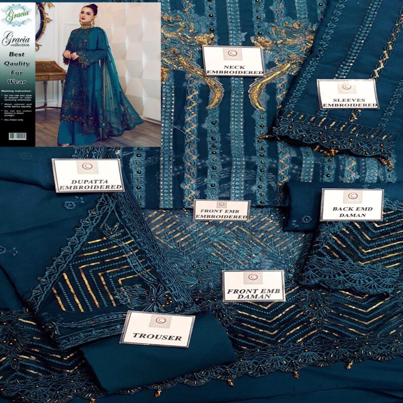 Made to Order Pakistani Wedding Dresses Indian Dress Green Chiffon Suit Latest Party Wear Clothes Shalwar Kameez Collection USA UK