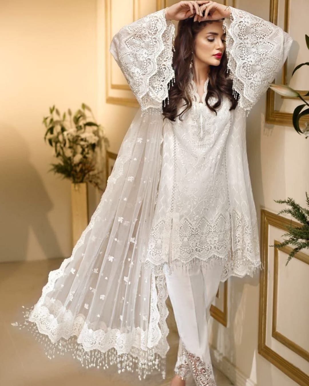 Pakistani Chiffon White Colour Suit