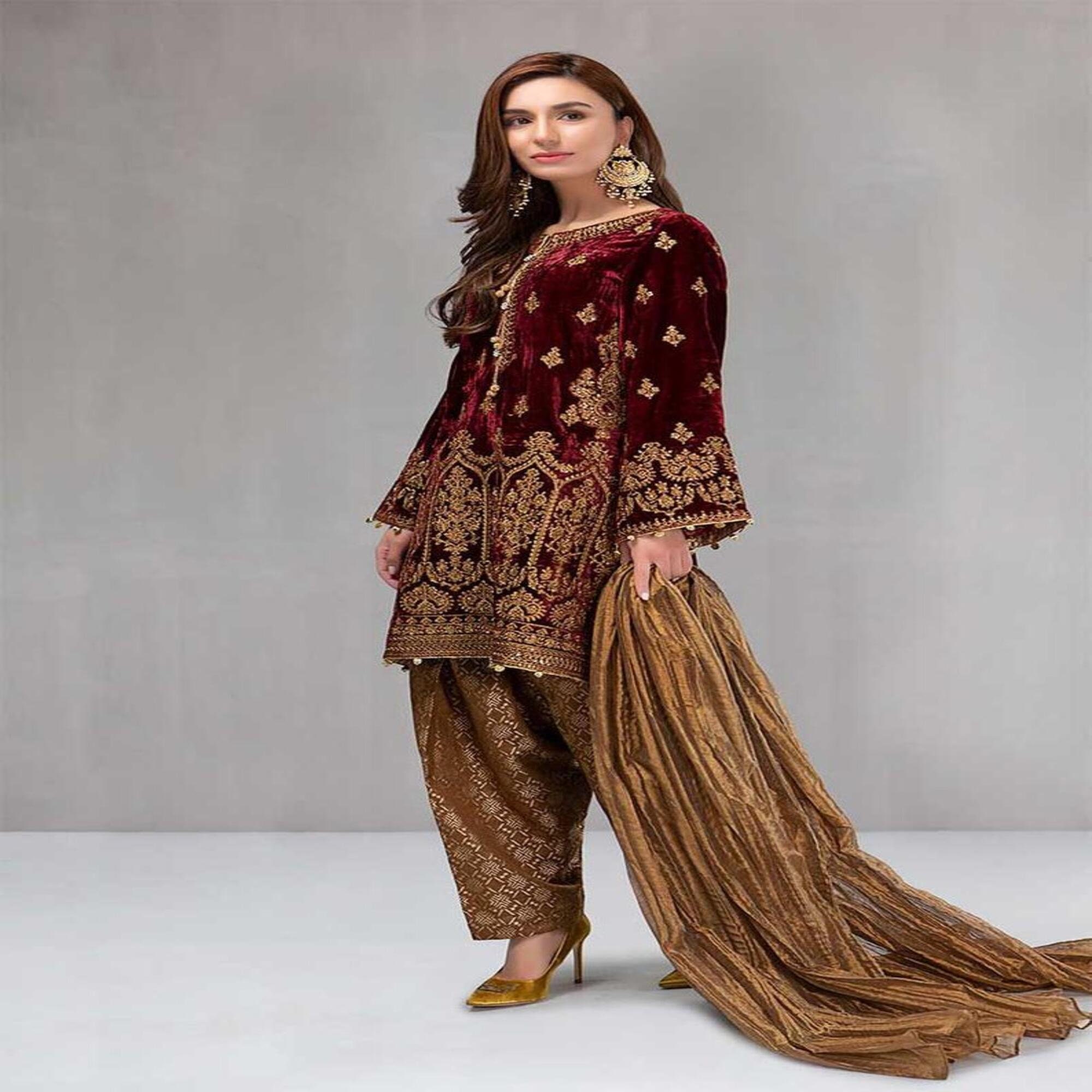 Made to Order Pakistani Indian Wedding Dresses Maria B Velvet - Etsy Canada