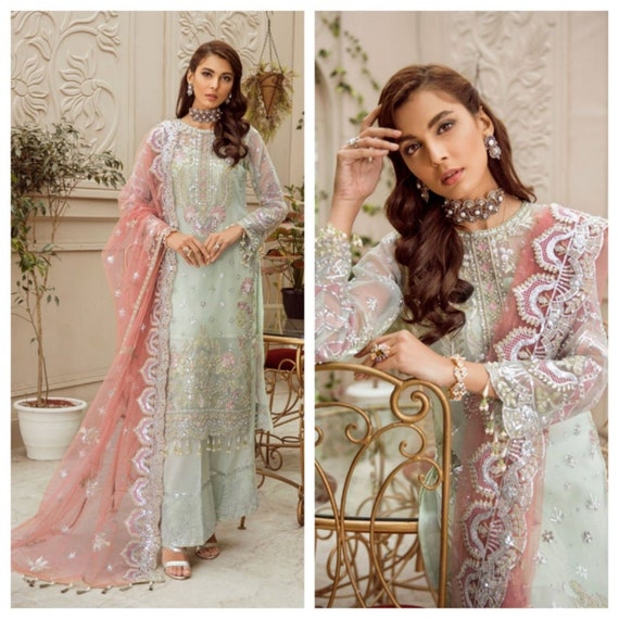Made to Order Pakistani Indian Wedding Dresses Organza | Etsy