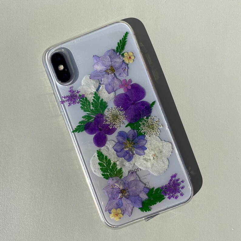 Purple pressed flower phone case Etsy