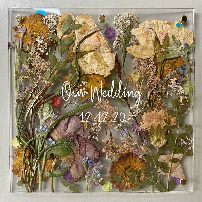 Wedding Bouquet Flower Preservation 26cm Acrylic Square Etsy UK