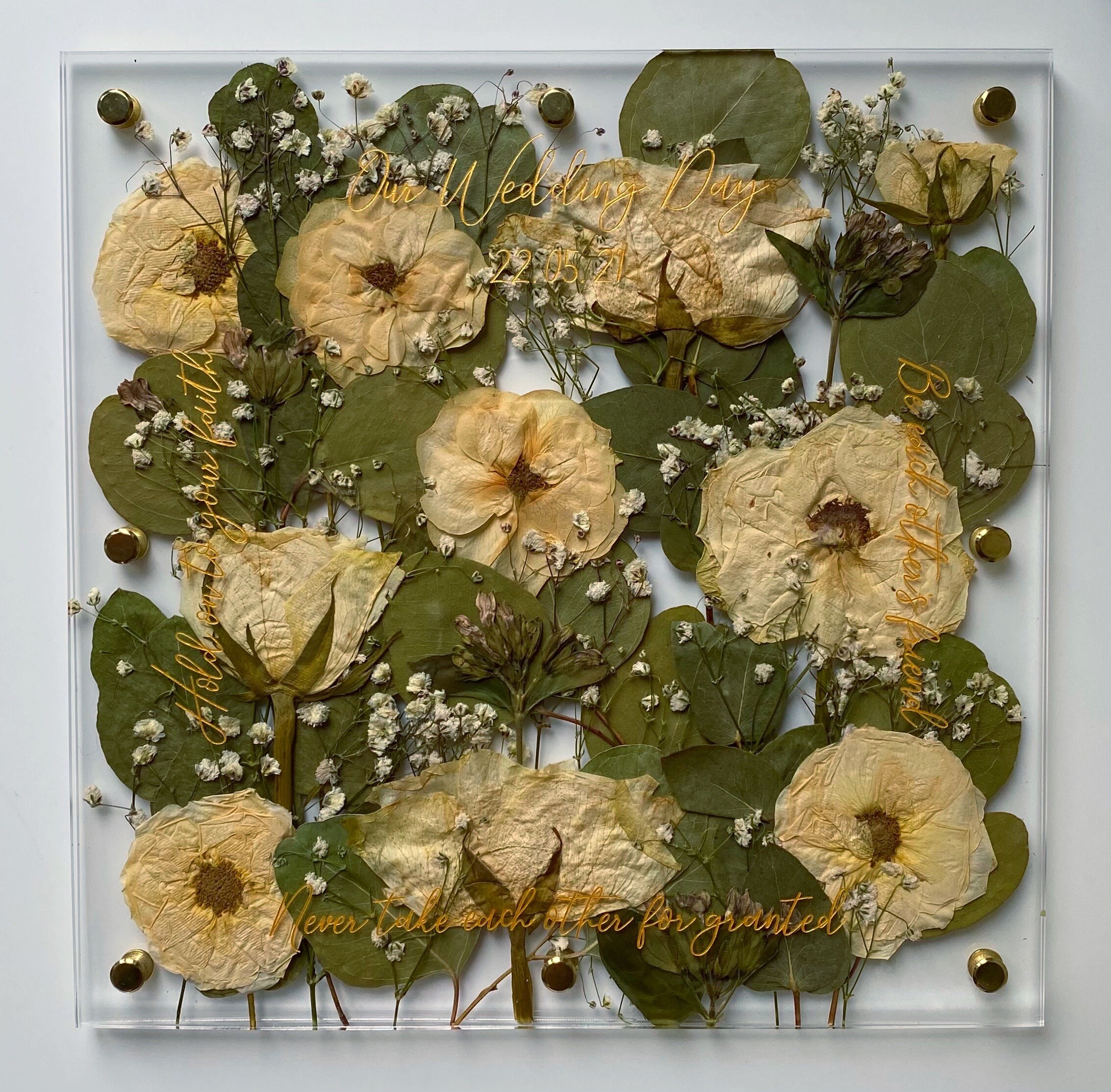 Wedding bouquet flower preservation 26cm acrylic square Etsy
