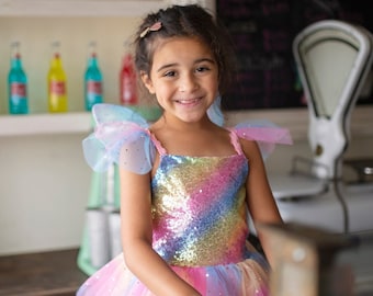 Rainbow Fairy dress for kids, fairy dressup, pink dress for kids, rainbow fairy costume, fairy dress