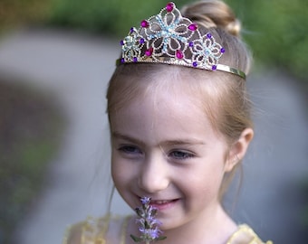 Bejewelled Tiara, Gold Metal Taira with Multi Gems, Kids gold tiara, kids crown, pretend crown for kids