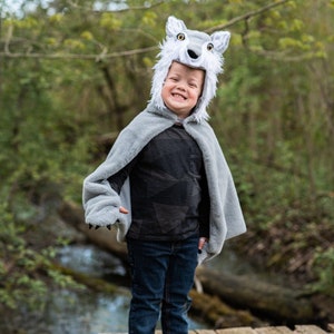 Woodland Storybook Wolf Cape, kids wolf costume, wolf cape, pretend play wolf outfit, wolf halloween costume