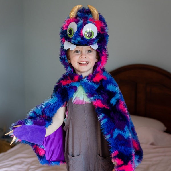 Goober the Monster cape, Kids monster costume, kids monster cape, purple monster