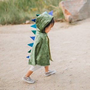 HOODED BABY DINOSAUR cape Soft velour cape with satin finish. Toddler dinosaur cape , pretend play dressup, kids dressup image 1