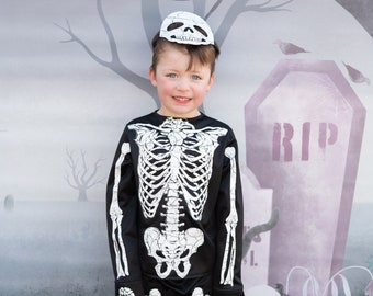 Glow in the Dark Skeleton Shirt, Pants & Mask, kids skeleton costume, skeleton set for kids