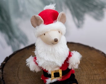 Nicholas the Santa Mouse doll, Soft doll for kids, stocking stuffer for kids, christmas gift