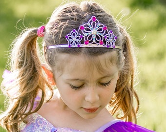 Purple Bejewelled Tiara, purple Metal Taira with Multi Gems, Kids gold tiara, kids crown, pretend crown for kids