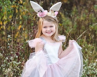 Woodland Bunny Dress & Headpiece, bunny tutu dress, easter dress for kids, kids dressup, bunny costume for kids