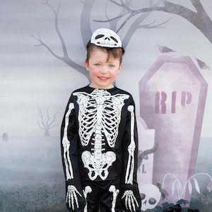 Glow in the Dark Skeleton Shirt, Pants & Mask, kids skeleton costume, skeleton set for kids