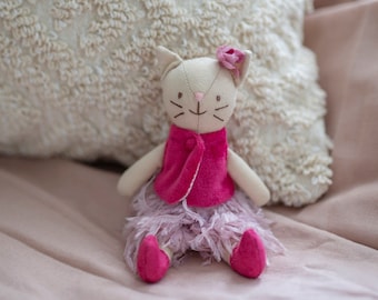 Rosie the Kitten Mini Doll,  Soft Doll, soft-bodied kitten Doll, Soft fox Doll, cloth doll, soft doll, kitten doll