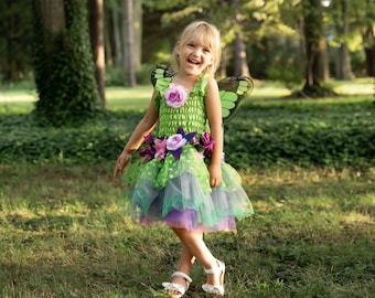 Deluxe fairy dress and wings costume, pretend play dressup, kids dressup, Fairy costume dress halloween costume with wings