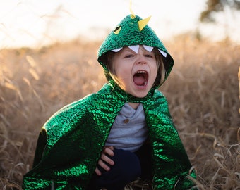 Green Metallic Toddler Dragon Cape