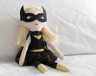 Betty The Batgirl Doll, 13", soft-bodied Superhero Doll,  Soft doll, Soft superhero Doll, cloth doll, soft doll, batgirl doll