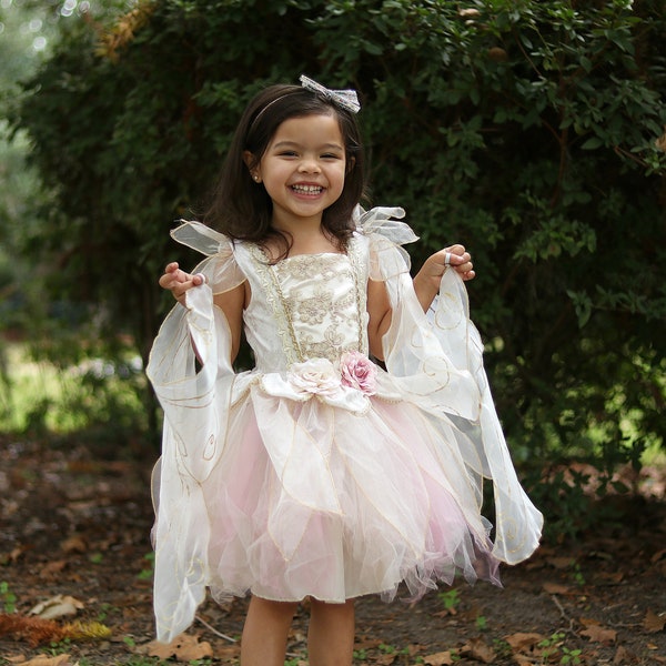 Fairy dress with attached wings dress up costume for halloween, Deluxe fairy dress, pretend play dressup, kids dressup