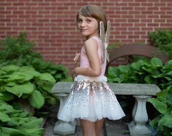 Gold tutu set, Kids gold fairy set, tutu, wand and wings set for kids , Gold butterfly costume