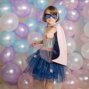 Super-duper Tutu/cape/mask, Pink & Navy, Superhero Costume for Girls - Etsy