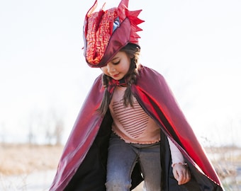 Dragon Cape Red Metallic, pretend play dressup, kids dressup, kids dragon costume, kids dragon cape