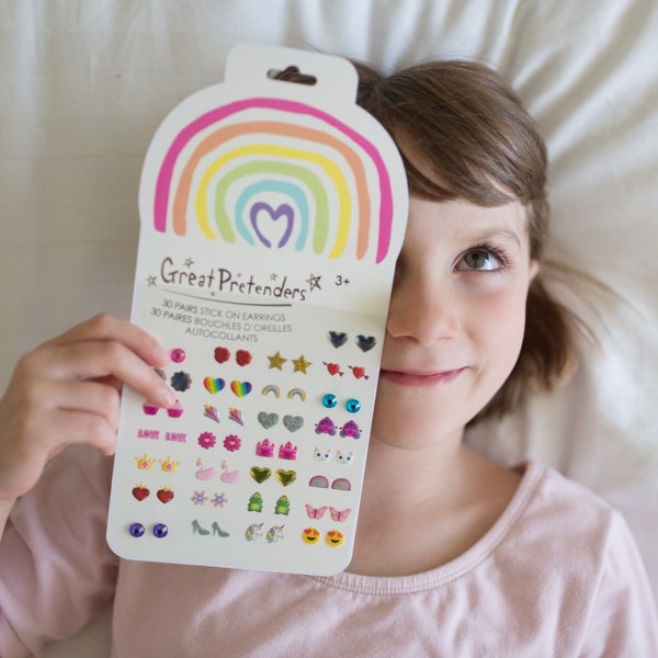 Rainbow Love Stick-On Earrings, Kids sticker earrings, kids jewelry for unpierced ears, kids earrings