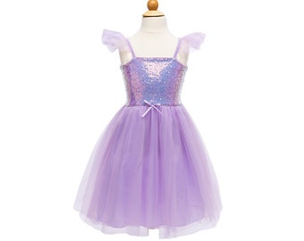 Purple Sequins Princess Dress, dress up costume for princess, pink princess dress with sequins. Beautiful dress up costume for princesses.