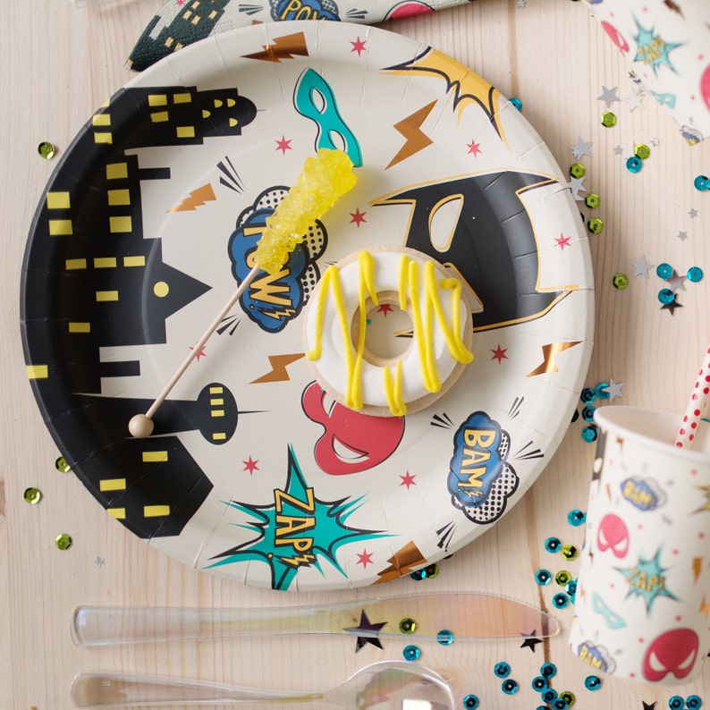 Superhero Birthday Plates Superhero Party Plates Superherpo Etsy