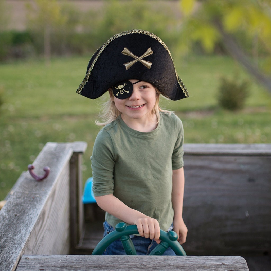 Black Captain Hook Hat, pirate costume, captain hook hat, pirate hat for  kids