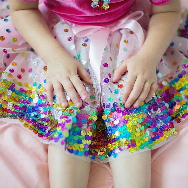 Pink Party Fun Sequin Skirt, rainbow tutu, sequins tutu, pink rainbow tutu, pink sequin tutu