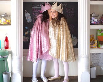 Pink Sequins cape for kids, Gold Sequins Cape, pink cape for kid , pretend play cape, sparkly cape for kids